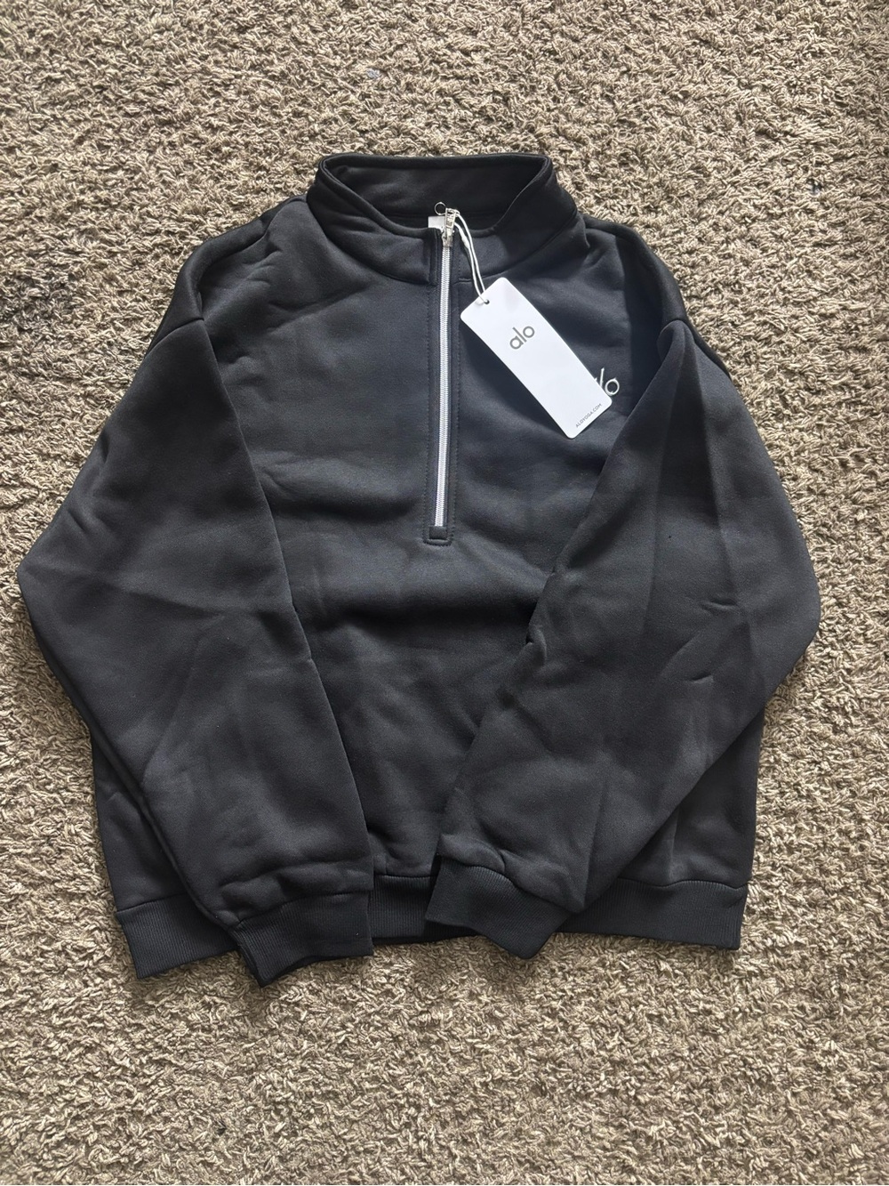 ALO Yoga Men’s Black Half-Zip Pullover Sweatshirt